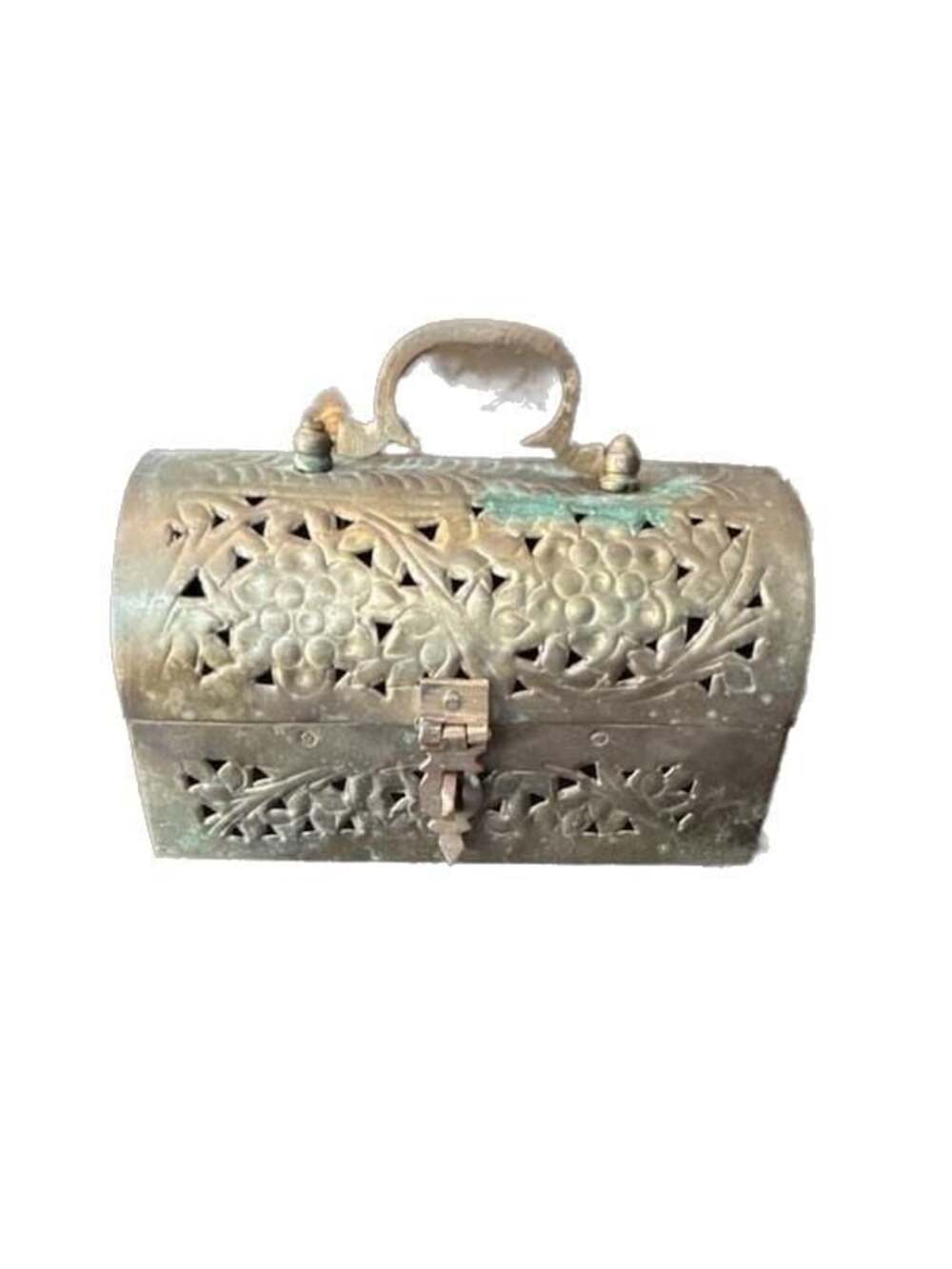 Vintage Hand-Engraved Brass Reticulated Cricket Trinket Box Made in India